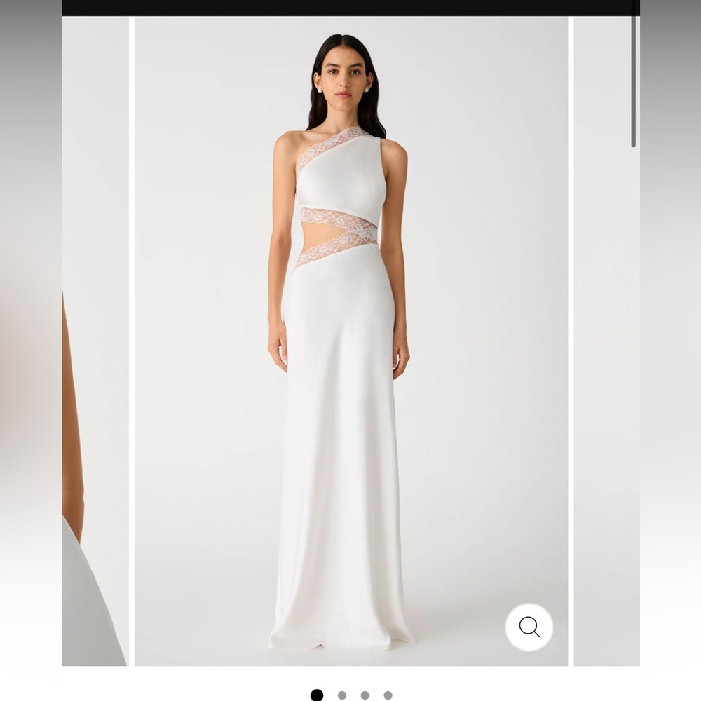 MISHA COLLECTION White One-Shoulder Gown